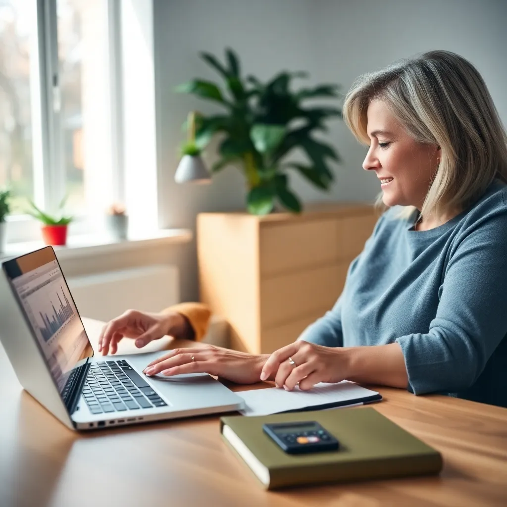 Persoon die belastingdocumenten en investeringsoverzichten bestudeert